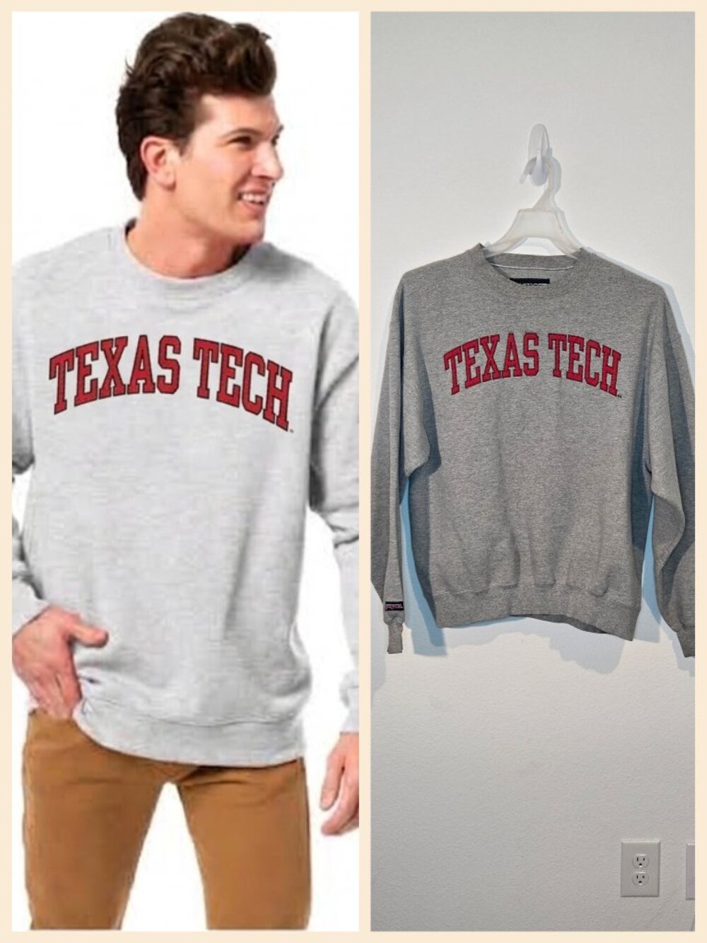 JanSport Texas tech Gray crew neck sweatshirt  L